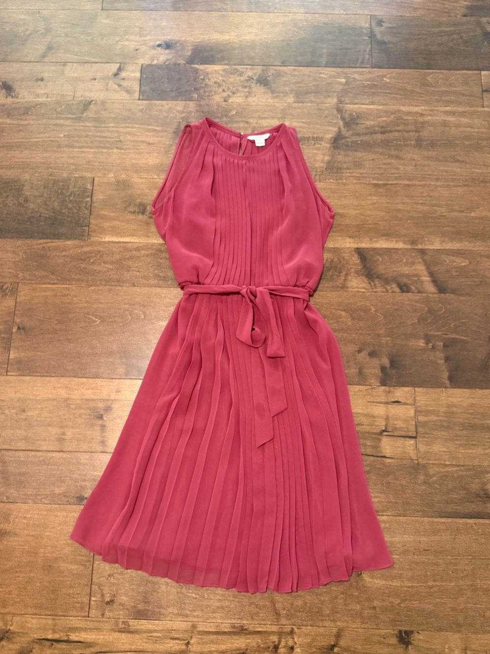 Diane Von Furstenberg Deep Dusty Rose-Pink Pleated Sleeveless Dress